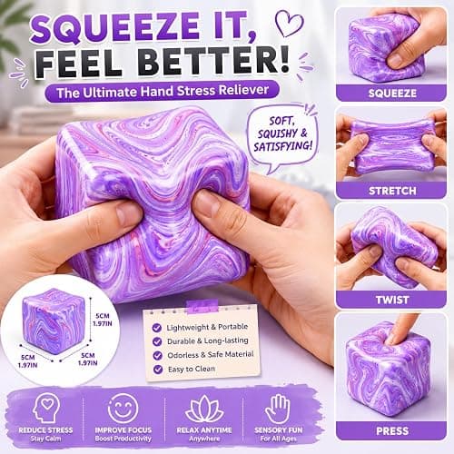 Fidget Toys Squishy Stress Cube, Stress Balls for Teenager, Soft Sensory Fidget Toy for Stress & Anxiety Relief for Teenager&Adult, Fidgets for Classroom Prize（1） thumbnail 4