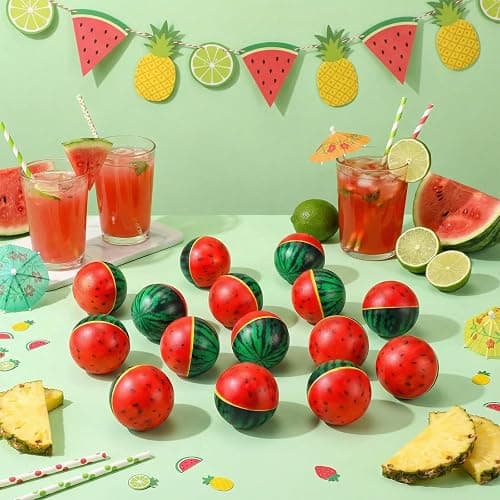 Teyva Daily 24 Pcs Watermelon Stress Balls Bulk 2.5 Inch Mini Foam Watermelon Squeeze Balls Stress Relieve Fidget Toy Decoration One in a Melon for Summer Fruit Birthday Pool Celebration Favors thumbnail 2