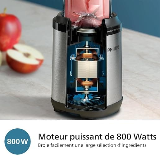 Philips Blender 5000 Series - Puissance 800W, Technologie ProBlend Plus, Lames détachables, Nettoyage facile, Design compact et élégant, Grand récipient, Noir (HR2764/00) thumbnail 3