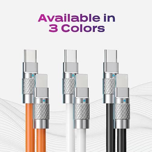 STATIK TsumoCharge iProduct to USB C Charger Cable - 6FT/2M Heavy Duty Unbreakable Silicone 27W Fast Charger, White thumbnail 7