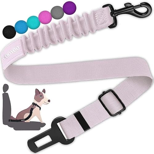 COOYOO Dog Seat Belt,Retractable Dog Car Harness Seat Belt for Car Adjustable Nylon Pet Safety Seat Belts Heavy Duty & Elastic Bungee Buffer - Image 1