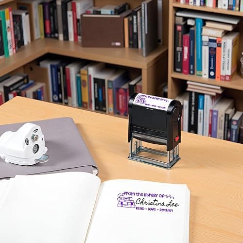 Bertiveny from-The-Library-of Self-Inking Book-Stamps for Teacher-Stamps for Grading Book Stamp for Ex Libris Stamps School Classroom Supply (from The Library of-Purple) thumbnail 5