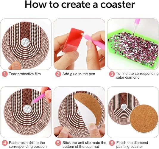 DOTSOPS 8Pack Landscape Diamond Painting Coaster with Holder 5D Diamond Art Kits for Adults Round Full Drill Beginners Gem Dots Craft Arts Supplies Party Home Decor Abstract thumbnail 3