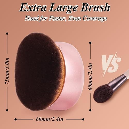 GloréBrochas 75MM Extra Large Self Tanner Kabuki Makeup Brush – Ultra Soft Dense Vegan Bristles for Body Makeup, Bronzer & Foundation–Applies Tanning Mousse, Lotion & Self Tanner–Rose Gold, Wet & Dry thumbnail 3