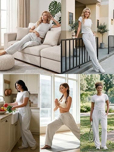 LanGui 2 Piece Sets for Women Summer 2026 Lounge Set Side Ruched Top and Wide Leg Pants for Airport Travel Vacation Outfit thumbnail 6