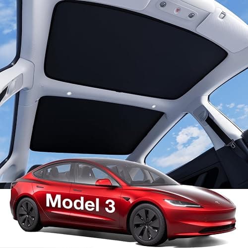 Wigoo 2025 Tesla Model 3 Sunshade Roof [Never Sag, Nano Ice-Crystal Coatings] Heat Reflective Glass Roof Sun Shade, Accessories for Tesla Model 3 2020~2026, Tesla Interior Black - Image 1