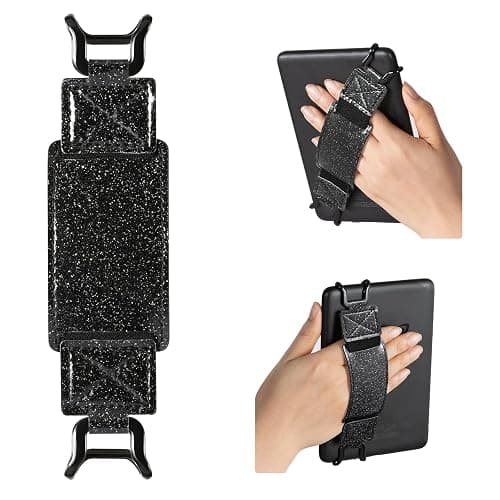 CoBak Secure Hand Strap for Kindle and Tablets - Versatile and Lightweight Finger Grip Holder for 6-7.5" Kindle/Kobo/Voyaga/Lenovo/Sony E-Book Tablet - High Elasticity, Blackstar-1 - Image 1