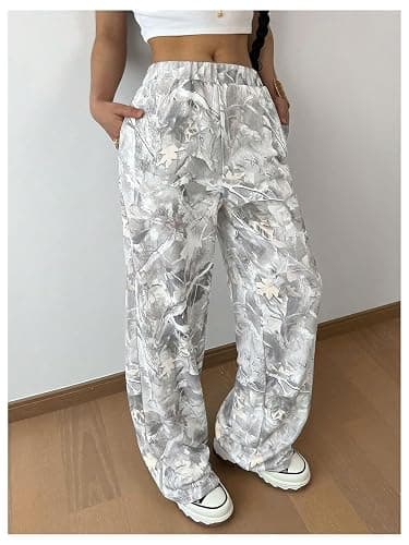 SOLY HUX Girl's Camo Pants Elastic Waist Baggy Wide Leg Y2k Sweatpants with Pockets Casual Streetwear thumbnail 3