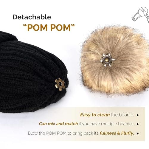 FURTALK Winter Hats for Women Double Layer Fleece Line Beanie Hat with Bobble Pom Pom Hats thumbnail 6