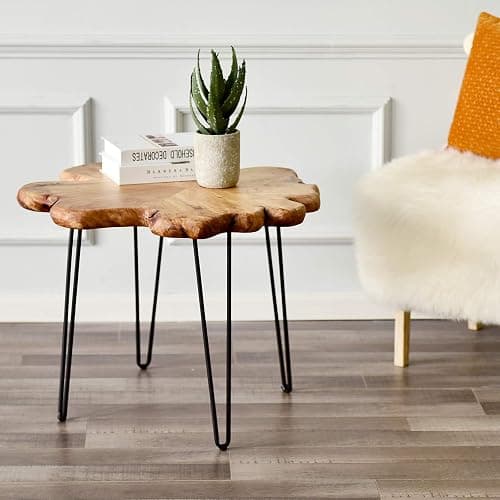 WELLAND Live Edge Cedar Coffee Table 32" W x 32" D x 20.5" H Rustic Round Table for Living Room, Patio, Bedroom, Home Office thumbnail 3