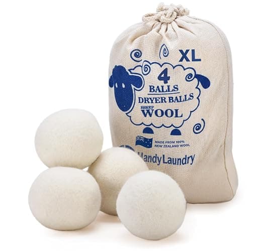 Handy Laundry Wool Dryer Balls - Natural Fabric Softener, Reusable, Reduces Clothing Wrinkles and Saves Drying Time, Better Alternative to Plastic Balls and Liquid Softener (Pack of 4) - Image 1