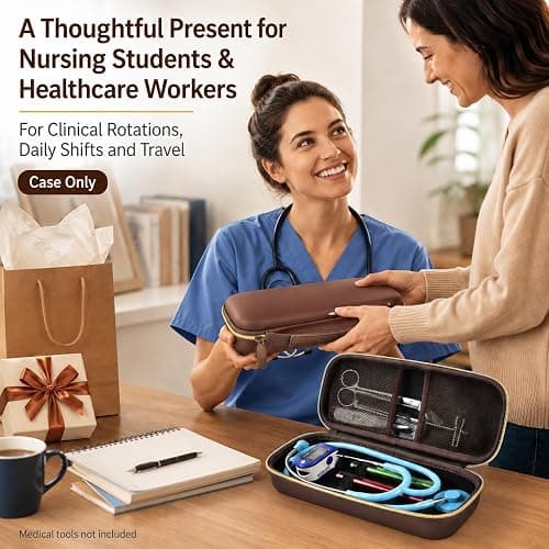 Stethoscope Case for 3M Littmann Classic III Monitoring/Lightweight II S.E/Cardiology IV Diagnostic/for MDF Acoustica Stethoscopes, Holder for Nurse Doctor Essentials & Medical Accessories, Brown thumbnail 6