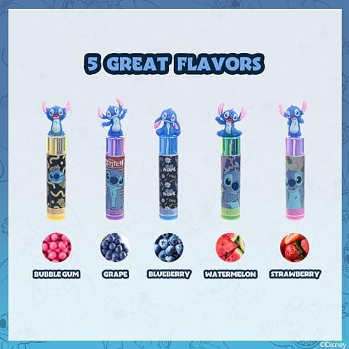 Disney Stitch 5 Pc Plant Based, Moisturizing Lip Balm Makeup Set for Girls Kids Toddlers, Perfect for Parties Sleepovers Makeovers Birthday Gift for Girls 3 Yrs+ by Townley Girl thumbnail 2