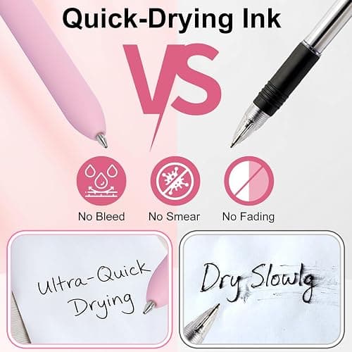 Fenmay Pink Pens Black Ink, 7 Pcs 0.7mm Fine Point Smooth Writing Gel Pens, Quick Dry & No Smudge, Cute Aesthetic Back-to-School Office School Supplies Gifts for Women & Students thumbnail 5