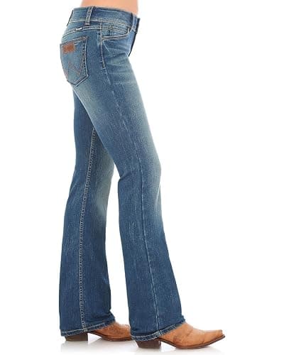 Wrangler Women's Retro Mae Mid-Rise Patch Jeans Boot Cut Indigo 11W x 34L - Image 1