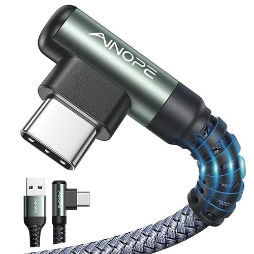 AINOPE USB A to USB C Cable 6.6FT 2 Pack Type C Charger Fast Charging Cord | Right Angle Nylon 3.1A 18 X Fast Charging Carplay 480Mbps Data Sync Cord for iPhone 17/17 Pro/17 Pro Max Galaxy S10 LG iPad - Image 1