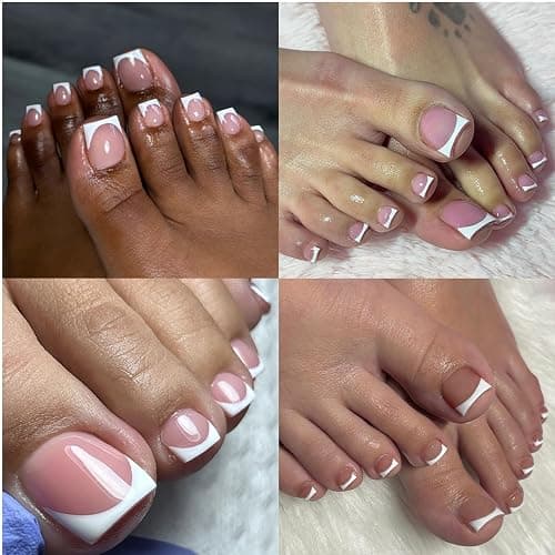 AddFavor Toe Nail Press ons - 150pcs Press on Toenails for Women, French Tip Toe Press on Nails Fake Toe Nail Tips Square Fake Toenails in 15 Sizes Full Cover Acrylic Toenail with Adhesive Tabs thumbnail 6