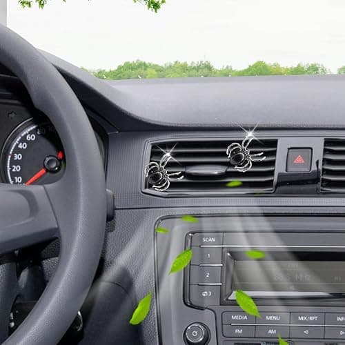 ORIESSE Black Spider Air Vent Clip Car Air Freshener Gothic Car Decor Cute Car Outlet Essential Oils and Perfume Diffuser Replaceable Scent Pads Teens Car Accessories thumbnail 4