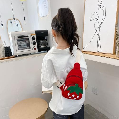 Hiflyer Small Sling Backpack, Rabbit Strawberry Design, Mini Backpack for Girls, Adjustable Shoulder Strap, Zipper Closure, 8x5x2 Inches, 0.2 liters thumbnail 2
