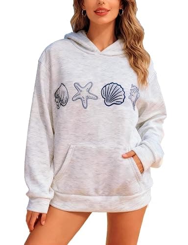 Mynineco Y2K Hoodies for Women Teen Girls Ocean Seashell Marine Graphic Cute Sweatshirts - Image 1