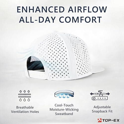 UVCoolix™ Cooling Sweatband Flat Bill Golf Baseball Cap,Breathable Sun Protection,Water-Resistant Snapback Performance Hat thumbnail 9