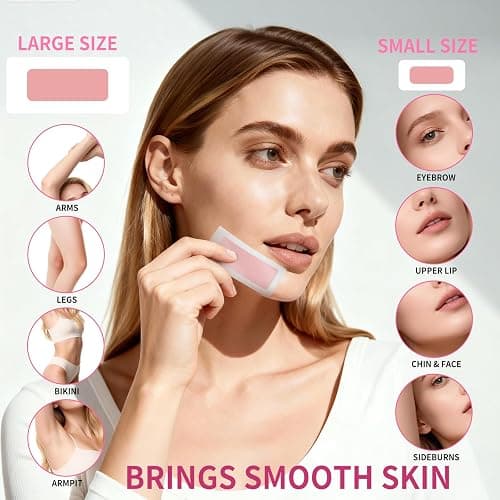 hoyesch 60 PCS Wax Strips - 40 Facial & 20 Body Waxing Kit for Women’ s Hair Removal,Wax Strips for Face,Eyebrow,Body, Arms, Legs, Chest, Back, Bikini/Brazilian Waxing Strips & 4Calming Oil Wipes thumbnail 5