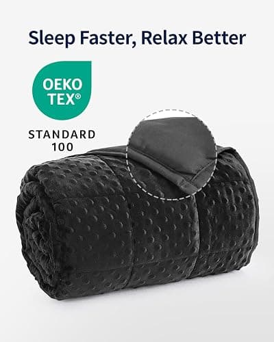 Mr. Sandman Weighted Blanket for Adults, Heavy Blanket for Woman,Man Sleeping/Calm, Soft and Cozy Weighted Throw Blankets, Machine Washable, 60 x 80in, 15 lbs, Black thumbnail 3