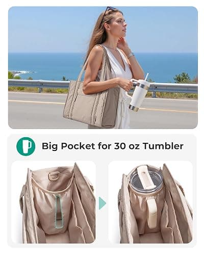 BAGSMART Small Tote Bag for Women, Crossbody Bag with Zipper, Crush Bow Purses for Travel Work College thumbnail 5