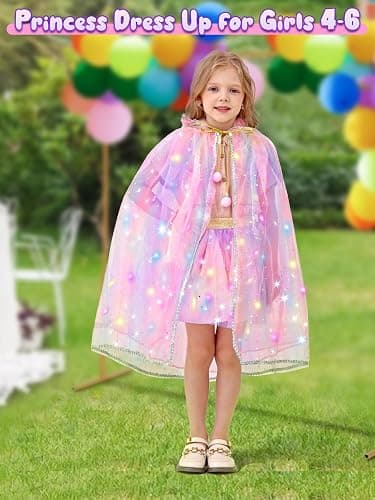 Fuzmo Light Up Princess Dress Up Clothes for Girls 3 4 5 6 Years Old, Toddler Princess Toy for Birthday Gift thumbnail 7