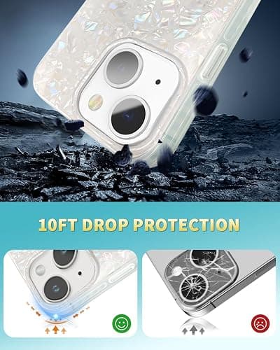 SCORPIFY for iPhone 15 Plus Case [Compatible with MagSafe] with Colorful Pearl Iridescent Design, Cute Clear Magnetic Phone Cover for Women Girls and Men, Bumper with Mother of Pearl Shell Pattern thumbnail 9
