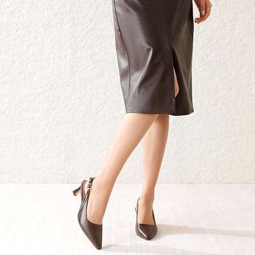 Mostrin Kitten Heels for Women Slingback Pointed Closed Toe Heels Women's Pumps Shoes for Wedding, Party, Commuting thumbnail 3