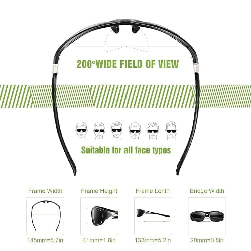 Foliful 3 Pack Polarized Sports Sunglasses for Men, Mens Sunglasses Wrap Around UV Protection for Cycling Fishing Driving thumbnail 5