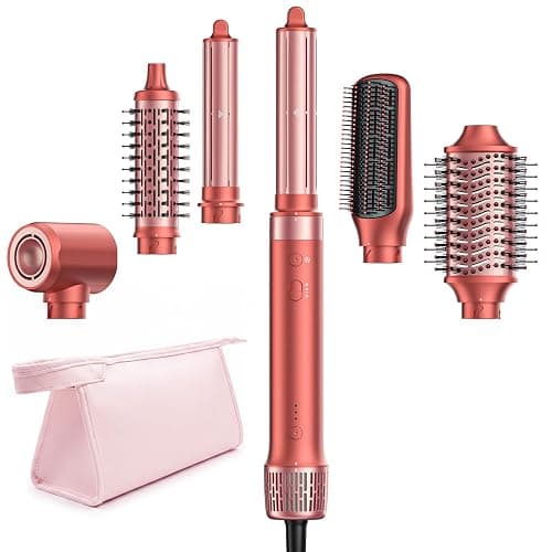 HITTIONA 6 in 1 Airstyler, Auto-Wrap Lockenstab & High-Speed Ionen-Föhn, Warmluftbürste, Glättbürste, Volumenbürste, Hairstyler für Frauen, Alltag, Zuhause & Reisen, mit Reisetasche - Image 1