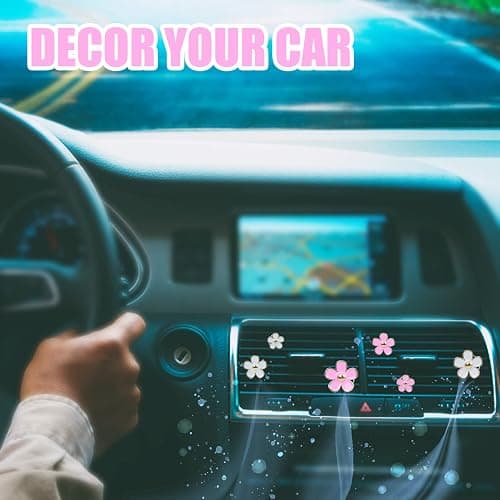 DEDC Car Air Fresheners, 8 Pcs Car Scents Air Freshener, Car Vent Clip Air Freshener, Flower Air Freshener Car Clips, Pink & White thumbnail 5