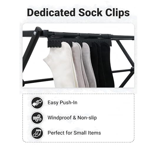 ZOES HOMEWARE 4 Tier Clothes Drying Rack Foldable | Foldable Clothing Drying Rack | Laundry Drying Rack Collapsible for Laundry Room, Dorm, Expandable Sturdy Metal Design | Black 29"L x 11.5"W x 53"H thumbnail 7