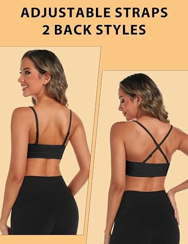 Buauty V Neck Sports Bra for Women, Padded Push up Sport Bras Adjustable Thin Straps, Light Support Yoga Bra thumbnail 6