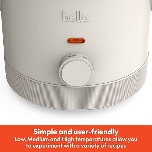 bella 1.5 Qt Slow Cooker with 3 Heat Manual Control, Ceramic Nonstick Coating, Dishwasher Safe Stoneware Pot and Tempered Glass Lid, Tangle Free Cord Wrap & Cool Touch Handles, Oatmilk thumbnail 5
