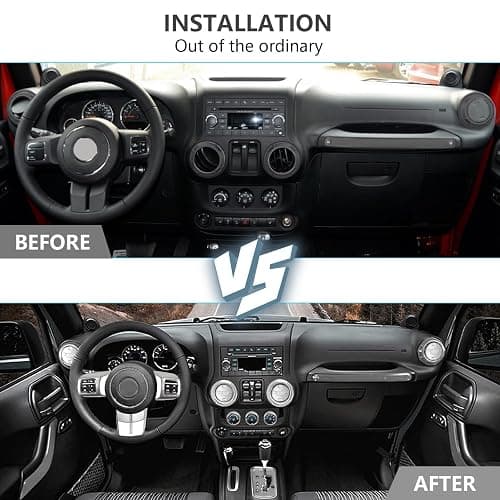 26PCS Full Set Interior Trim Kit Compatible with Jeep Wrangler JK JKU 2011-2018 2&4-Door Inner Center Console Trim, Door Handle, Cup Holder Cover, AC Ring Cover (Silver Decoration Kit) - Image 1