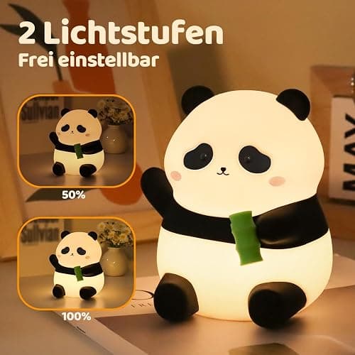 Rytinazzz Cute Panda Silicone Night Light, LED Squishy Lamp with 12H/50H Long Battery Life, 2 Levels Brightness by Tap Control, Rechargeable Soft Light for, Kids Bedroom Decor & Gifts for Boys Girls thumbnail 2