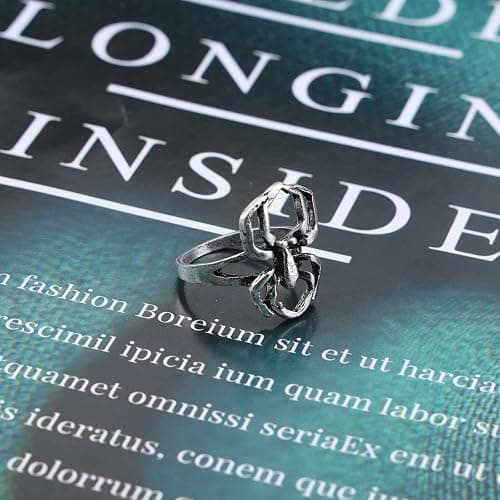 Yheakne Gothic Spider Ring Silver Spider Oxidized Ring Chunky Statement Ring Punk Animal Ring Halloween Jewelry for Women and Girls thumbnail 4