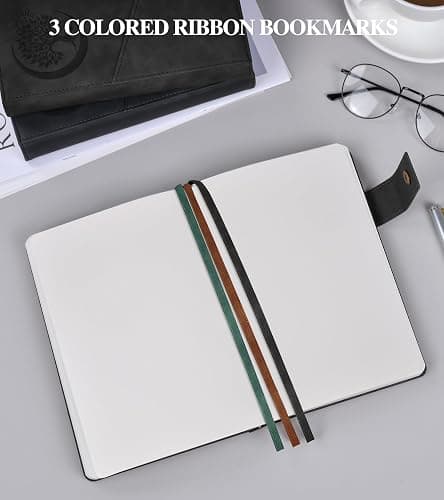 PAIBAS Blank Journal Notebook, A5 Hardcover Leather Sketchbook with 200 Pages Thick Blank Paper for Men Women, Unlined Drawing & Writing Journal, 5.9" x 8.4" Plain Notebook (black) thumbnail 6