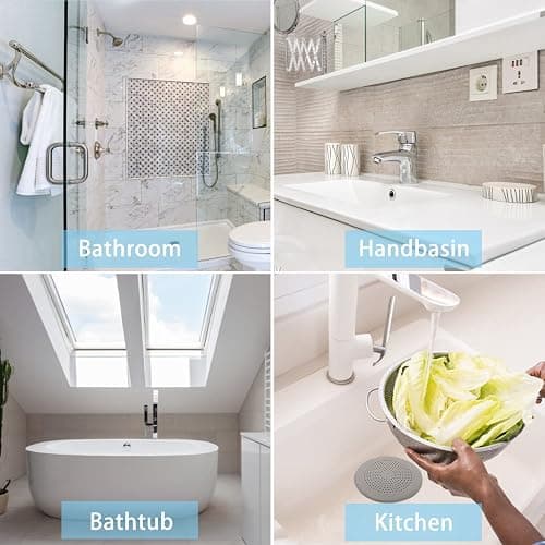 2 Pack Shower Drain Hair Catcher, Silicone Drain Cover with Suction Cup,Shower Drain Protector Drain Strainer Hair Stopper for Kitchen Bathroom Bathtub Sink(New Black 2Pack) thumbnail 6