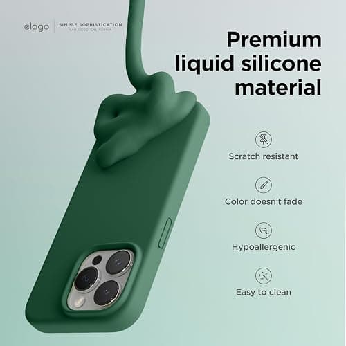 elago Compatible with iPhone 15 Pro Max Case, Liquid Silicone Case, Full Body Protective Cover, Shockproof, Slim Phone Case, Anti-Scratch Soft Microfiber Lining, 6.7 inch (Alpine Green) thumbnail 3