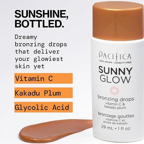 Pacifica Sunny Glow Liquid Face Bronzer Drops - Face Makeup Bronzing For Face & Cheeks for Instant Sun-Kissed Glow - Vitamin C & Glycolic Acid Infused Liquid Bronzer Illuminating Highlighting Clean thumbnail 3