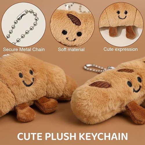 BAHME 2 Pcs Portachiavi Peluche con Ciondolo a forma di Croissant, Portachiavi Croissant, Portachiavis, Croissants Peluche Portachiavi Carino Design Croissant Peluche Per Borse Decorazione E Idee thumbnail 2