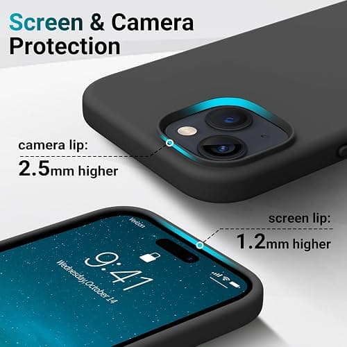 AOTESIER Compatible with iPhone 15 Case, Full Body Food-Grade Silicone Wear-Resistant, Anti-Drop Protection with Soft Anti-Scratch Microfiber Lining Phone Case for iPhone 15, 6.1 inch, Black thumbnail 5