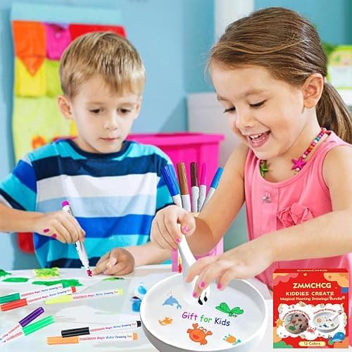 Kiddies Create Magical Floating Drawings Bundle, Magical Drawing Pens for Kids Water, Magic Water Painting Pen Set for Tattoos, DIY Art Ink Marker Kit with Spoons & Towel, Boys Girls Children's Gifts thumbnail 2