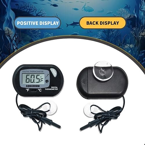 2 Pack Aquarium Thermometer, Digital Fish Tank Thermometer with Submersible Probe, Reptile Terrarium Thermometer with Large LCD Display and Suction Cup thumbnail 5