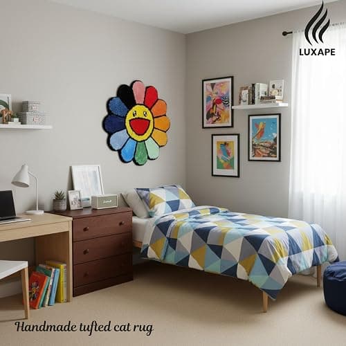 LUXAPE Murakami Rug - Handmade & Premium- 28in (70cm) - Hypebeast Decor - Hypebeast Room - Living Room, Bedroom, Children Bedroom, Door mat - Aesthetic Room Decor - Luxape Rugs (Luxape-A2) thumbnail 7