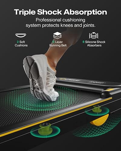 UREVO Strol 2E Smart 2-in-1 Folding Treadmill, Compact Walking Pad with Safety Handle, Plug and Play, Standing Desk Treadmill with Dual LED Display, Smart APP, Walking or Running for Home Office thumbnail 7
